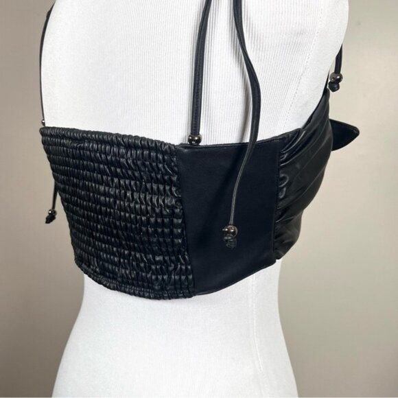 Anthropologie Pilcro Black Faux Leather Bustier Top Small - Picture 10 of 13